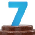 Number 7 seven on ChoÃÂolate cake. 3D render Illustration Royalty Free Stock Photo